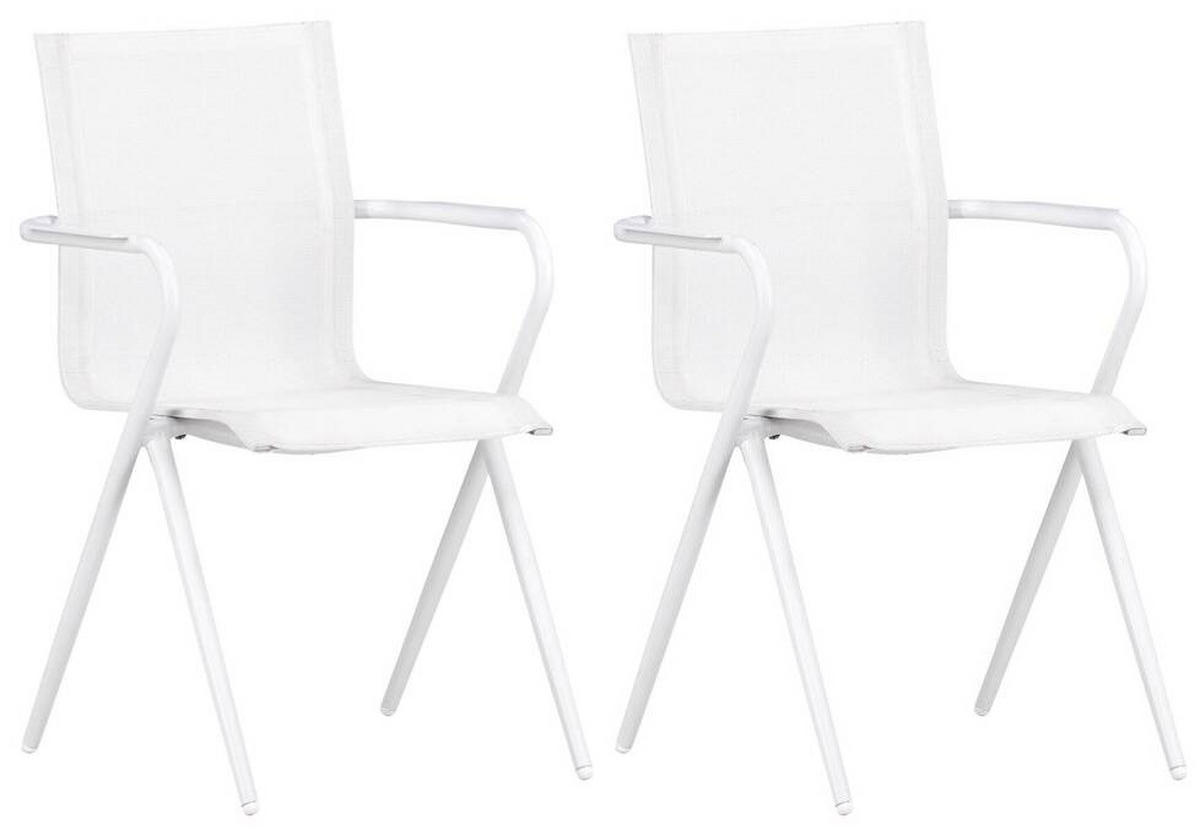 Stapelsessel 2er-Set - Weiß, KONVENTIONELL, Metall (58/86/63cm) - Gardenson