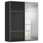 SCHWEBETÜRENSCHRANK 201/223/68 cm 2-türig Schwarz  - Schwarz/Alufarben, KONVENTIONELL, Glas/Holzwerkstoff (201/223/68cm) - Novel