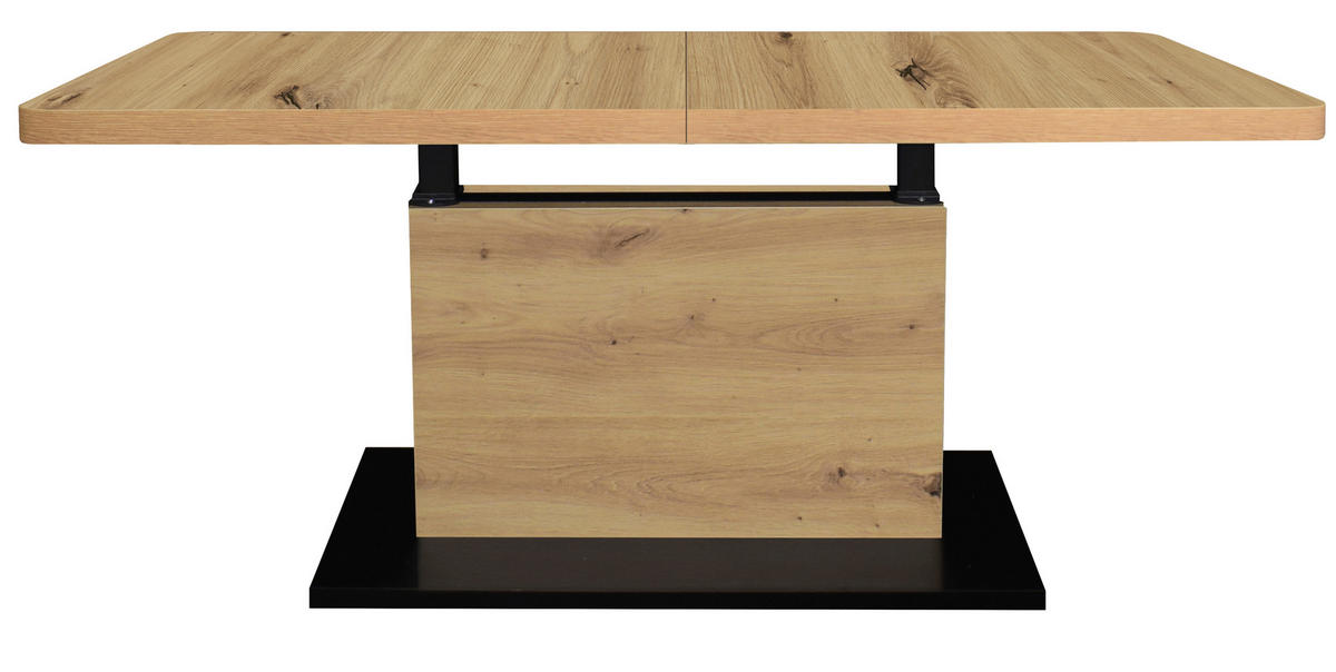 COUCHTISCH in Metall, Holzwerkstoff 120-160/70/56-75 cm  - Schwarz/Eiche Artisan, Design, Holzwerkstoff/Kunststoff (120-160/70/56-75cm) - Stylife