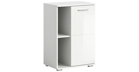 SCHUHSCHRANK Prego  in 55/79/37 cm  - Weiß Hochglanz/Silberfarben, Design, Holzwerkstoff/Kunststoff (55/79/37cm) - Xora