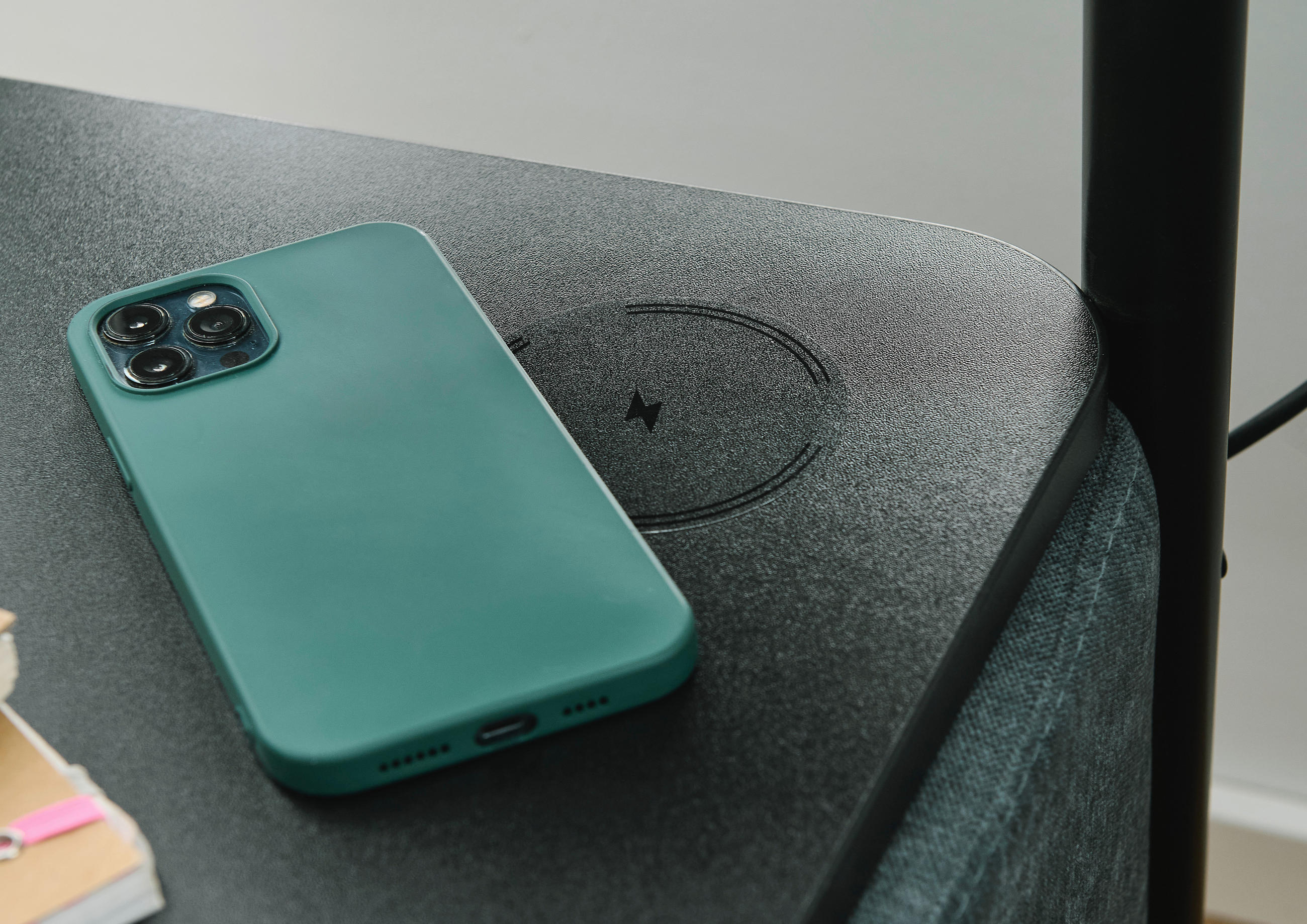 NACHTSCHRANK 48/44/75 cm  - Blaugrau/Schwarz, Design, Holzwerkstoff/Textil (48/44/75cm) - Hukla