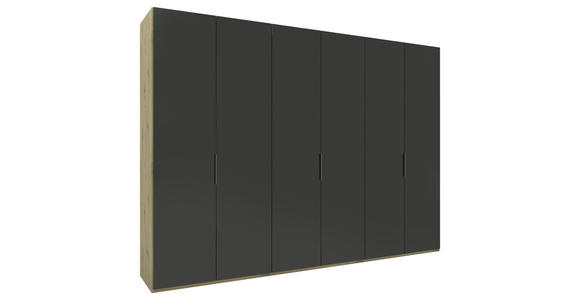 DREHTÜRENSCHRANK 300/223/62 cm 6-türig Anthrazit, Eiche Artisan - Anthrazit/Schwarz, KONVENTIONELL, Glas/Holzwerkstoff (300/223/62cm) - Novel