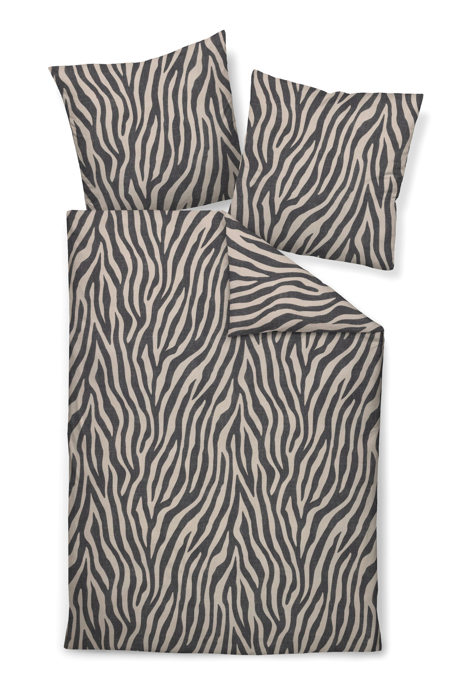 BETTWÄSCHE 2-teilig Biber 135/200 cm  - Anthrazit, Design, Textil (135/200cm) - Janine