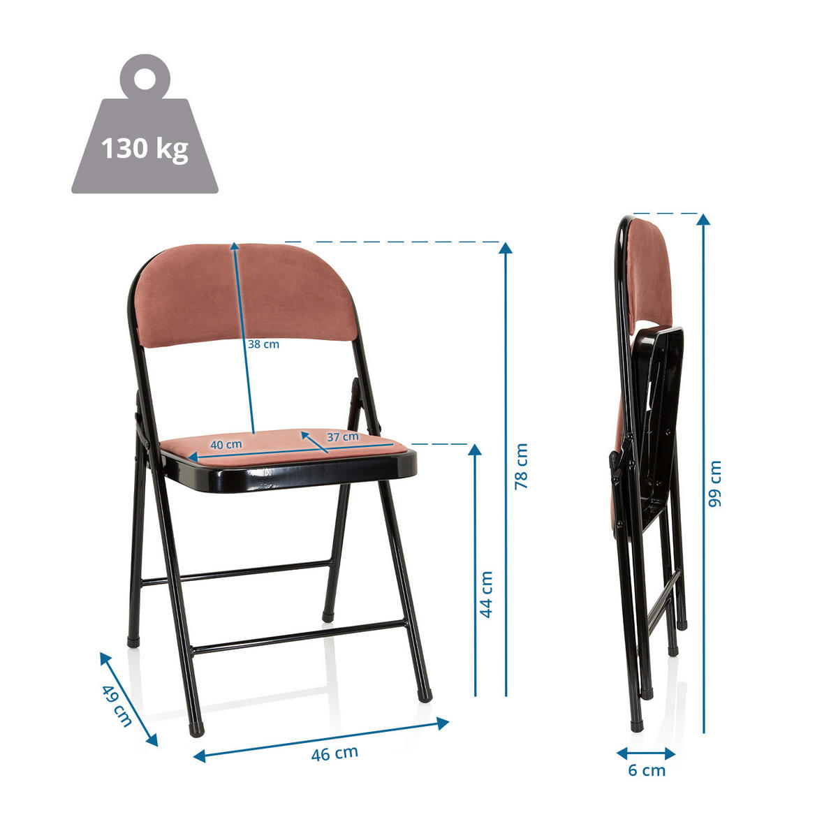 SKLÁDACÍ ŽIDLE, růžová, černá - růžová/černá, Basics, kov/textil (44/80/49cm) - MID.YOU
