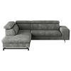 ECKSOFA Chenille Grau  - Schwarz/Grau, Textil/Metall (215/262cm) - MID.YOU
