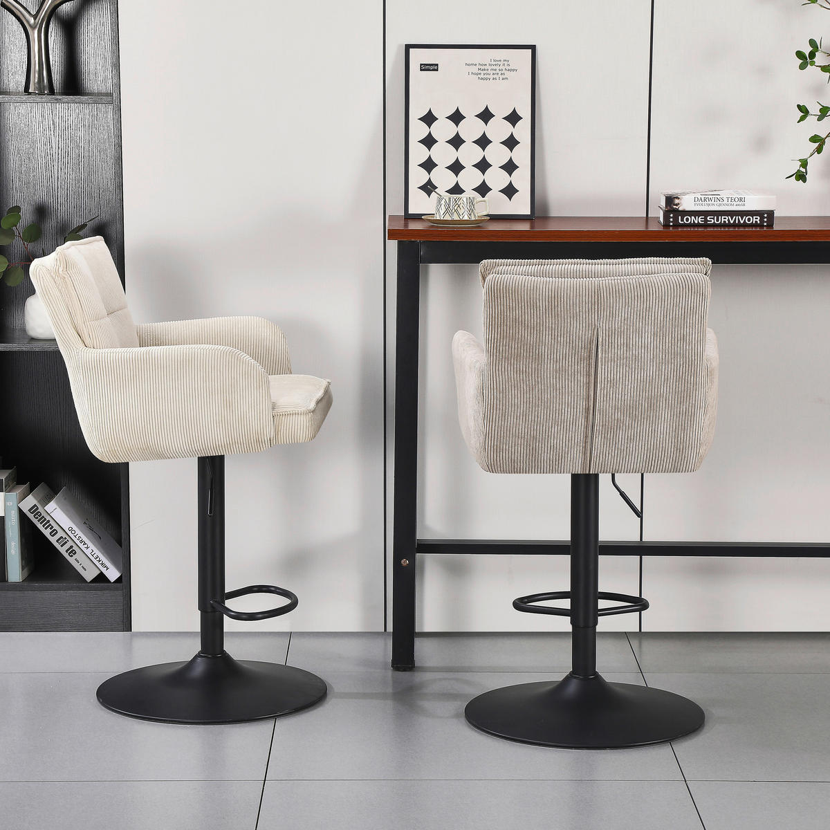 BARHOCKER in Metall, Textil Grau, Schwarz  - Schwarz/Grau, KONVENTIONELL, Textil/Metall (57/100-121/57cm) - MID.YOU
