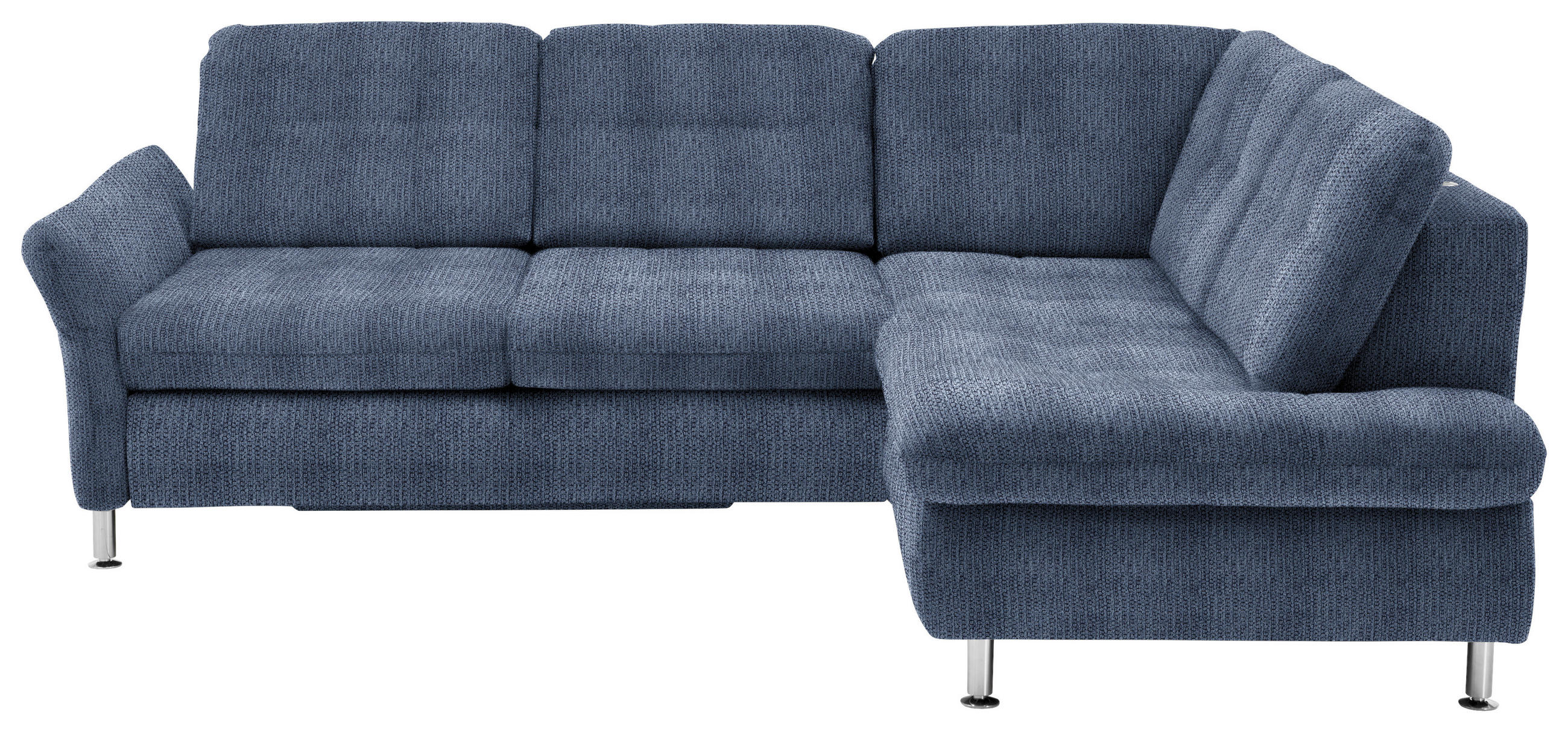 ECKSOFA Blau Webstoff  - Chromfarben/Blau, KONVENTIONELL, Textil/Metall (242/210cm) - Beldomo Style