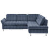 ECKSOFA Blau Webstoff  - Chromfarben/Blau, KONVENTIONELL, Textil/Metall (242/210cm) - Beldomo Style