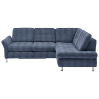 ECKSOFA in Webstoff Blau  - Chromfarben/Blau, Konventionell, Textil/Metall (242/210cm) - Beldomo Style
