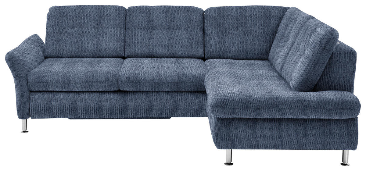 ECKSOFA in Webstoff Blau  - Chromfarben/Blau, Konventionell, Textil/Metall (242/210cm) - Beldomo Style