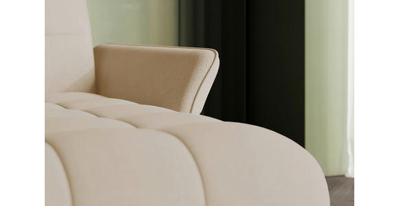 ECKSOFA Beige Flachgewebe Rücken echt, Kopfteilverstellung, Sitztiefenverstellung  - Beige/Schwarz, KONVENTIONELL, Textil/Metall (272/175cm) - Carryhome