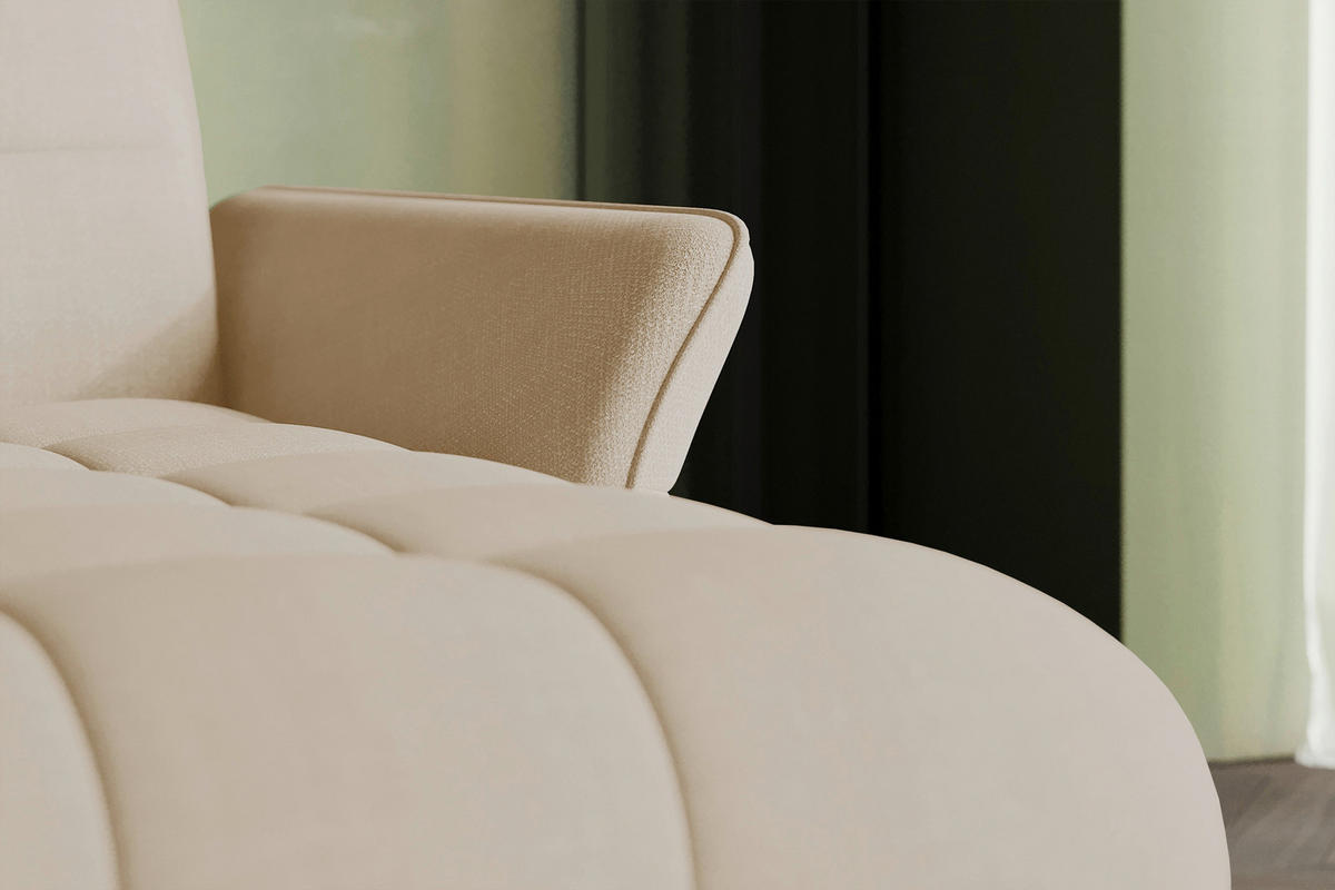 ECKSOFA Beige Flachgewebe Rücken echt, Kopfteilverstellung, Sitztiefenverstellung  - Beige/Schwarz, KONVENTIONELL, Textil/Metall (272/175cm) - Carryhome