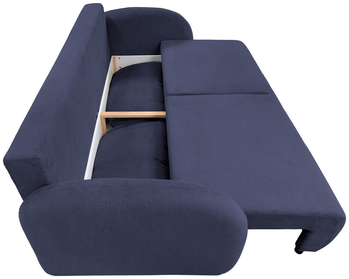 SCHLAFSOFA ROMA  mit Struktur Dunkelblau  - Schwarz/Dunkelblau, Design, Textil (230/90/105cm) - MID.YOU