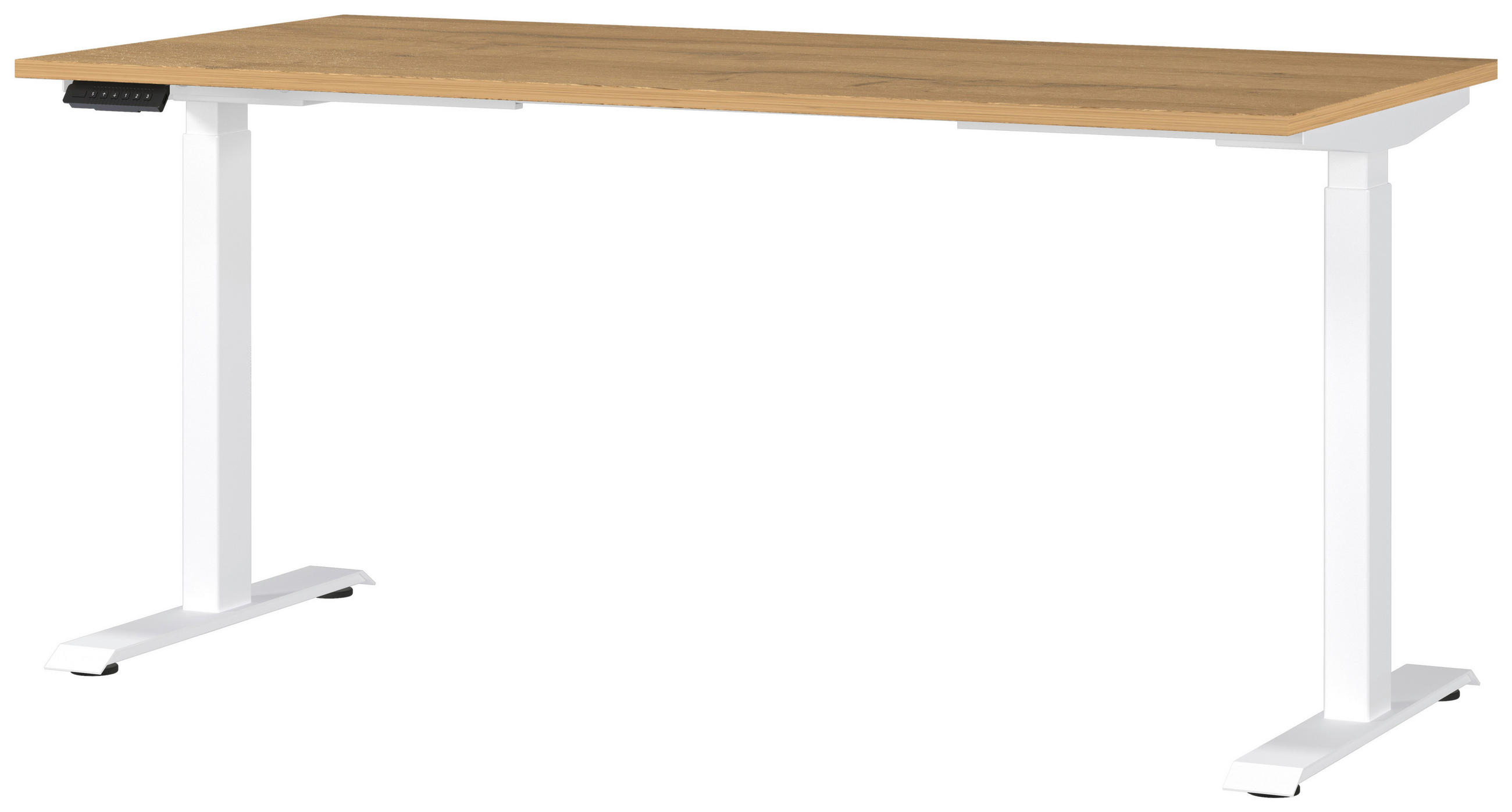 SCHREIBTISCH 160/80/72-118 cm  in Braun, Weiss, Eichefarben  - Weiss/Eichefarben, Modern, Holzwerkstoff/Metall (160/80/72-118cm) - Novel