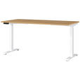 SCHREIBTISCH 160/80/72-118 cm  in Weiß, Eichefarben, Braun  - Eichefarben/Weiß, MODERN, Holzwerkstoff/Metall (160/80/72-118cm) - Novel