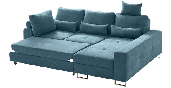 ECKSOFA in Flachgewebe Türkis  - Türkis, Design, Textil/Metall (260/188cm) - Hom`in