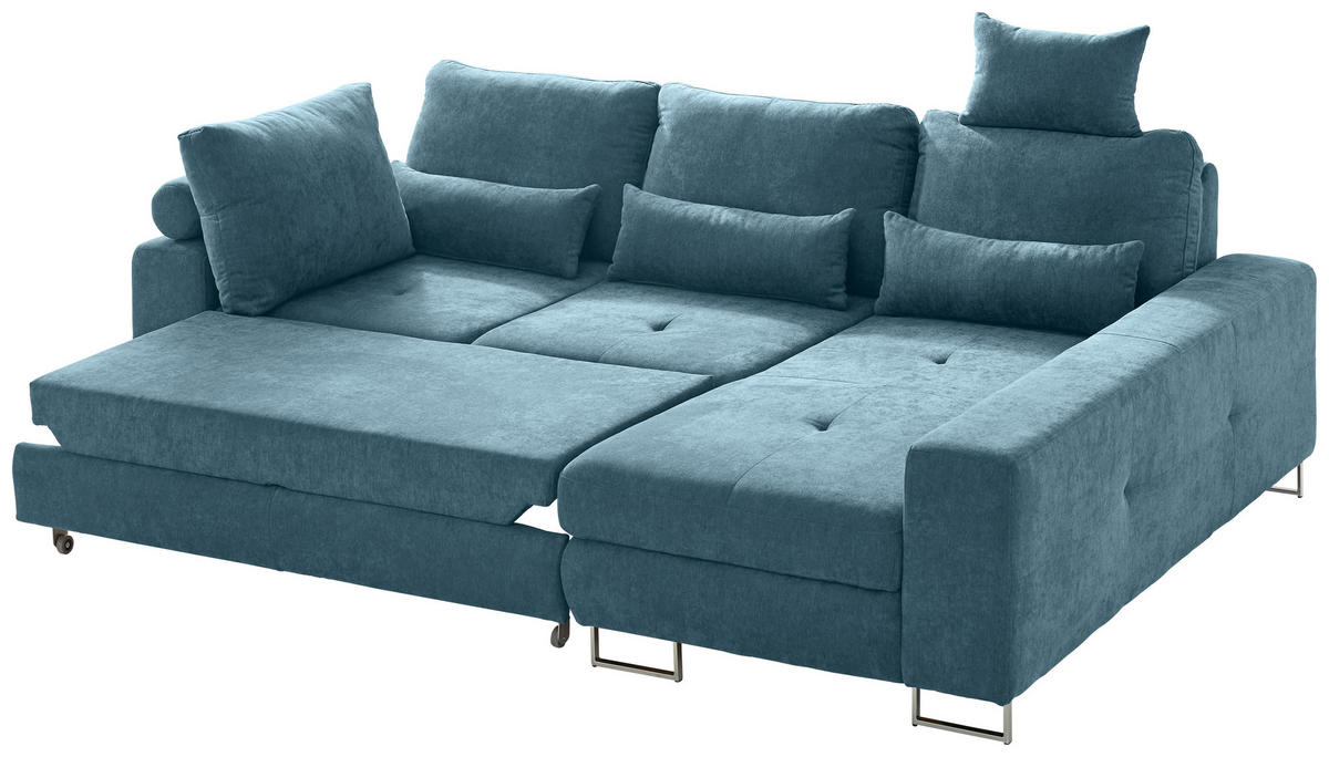 ECKSOFA in Flachgewebe Türkis  - Türkis, Design, Textil/Metall (260/188cm) - Hom`in