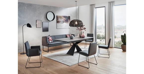 ESSTISCH in Metall, Keramik 180/90/77 cm  - Schwarz/Grau, Design, Keramik/Metall (180/90/77cm) - Dieter Knoll