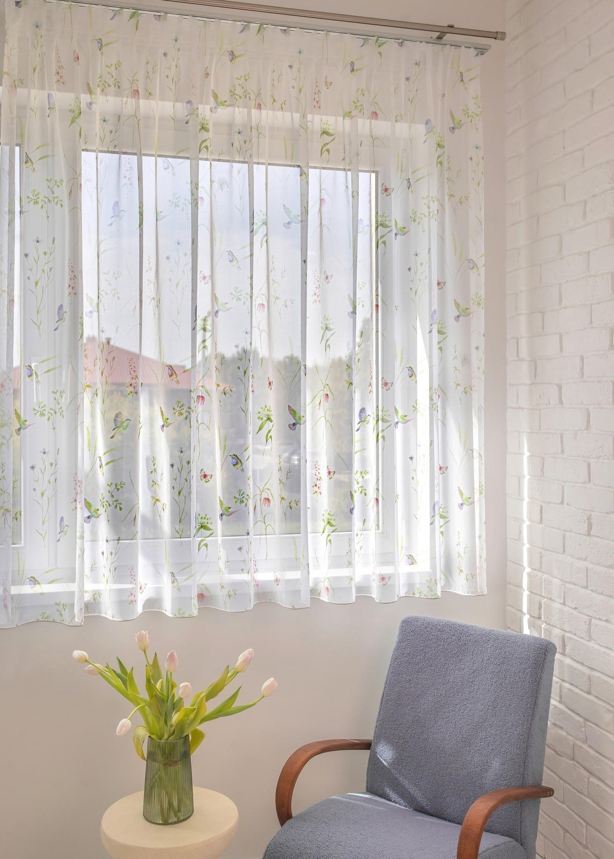 KÉSZFÜGGÖNY áttetsző  - fehér, Basics, textil (300/175cm)