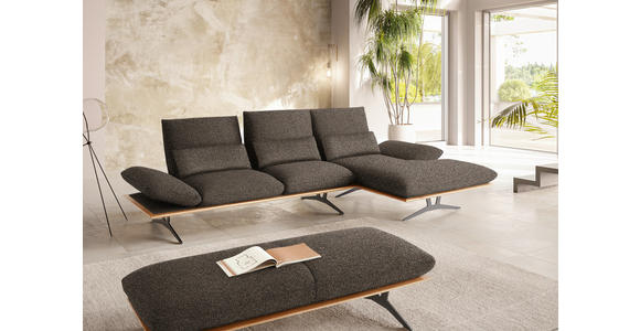 ECKSOFA in Flachgewebe Dunkelbraun  - Dunkelbraun/Schwarz, Design, Holz/Textil (314/159cm) - Dieter Knoll