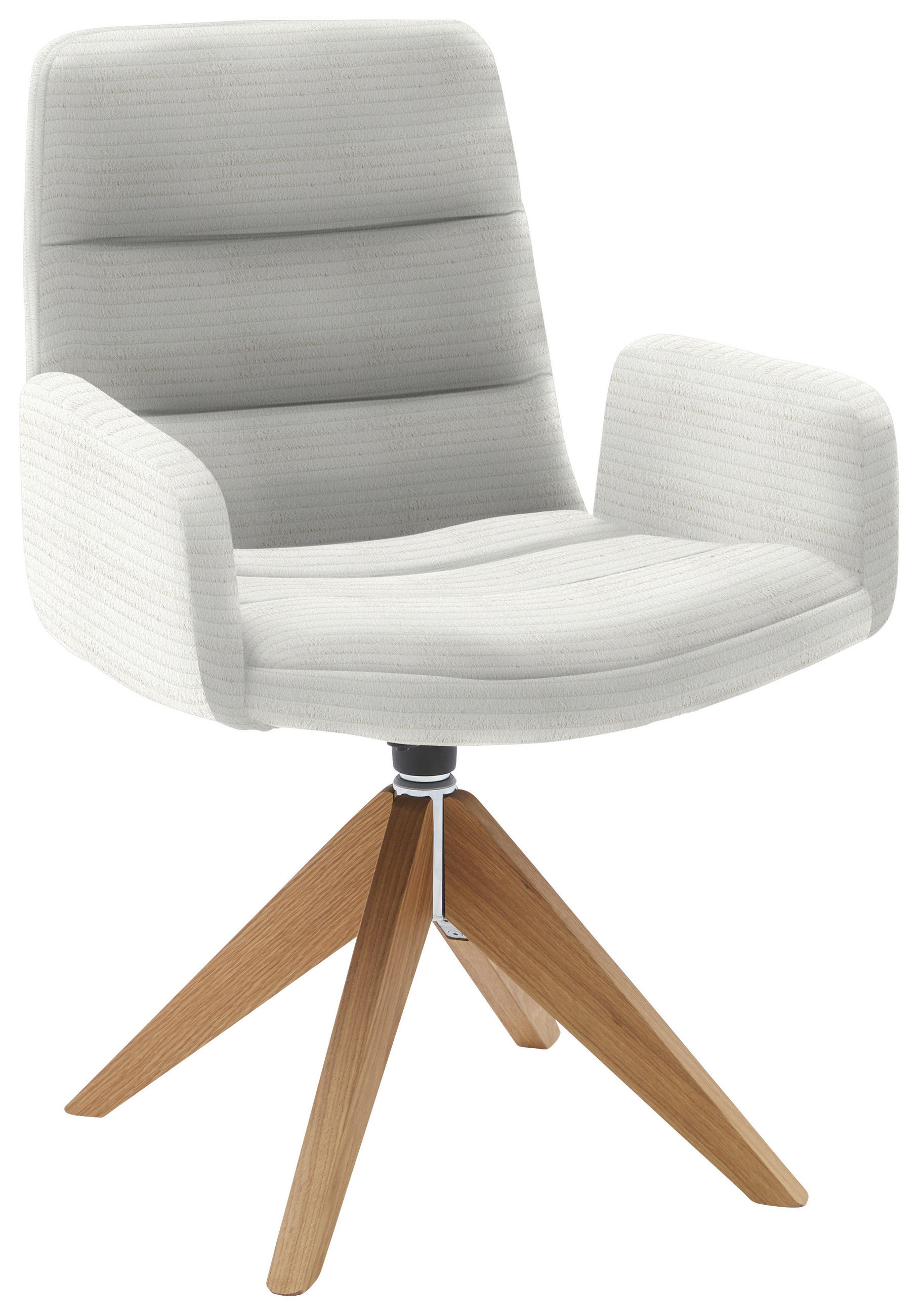 ARMLEHNSTUHL  in Cord  - Weiss/Naturfarben, Design, Holz/Textil (61/88/66cm) - Dieter Knoll
