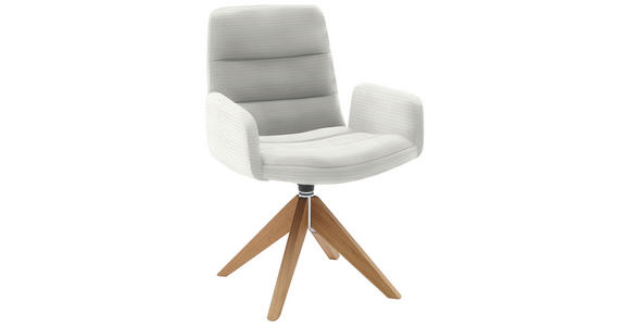 ARMLEHNSTUHL  in Cord  - Weiß/Naturfarben, Design, Holz/Textil (61/88/66cm) - Dieter Knoll