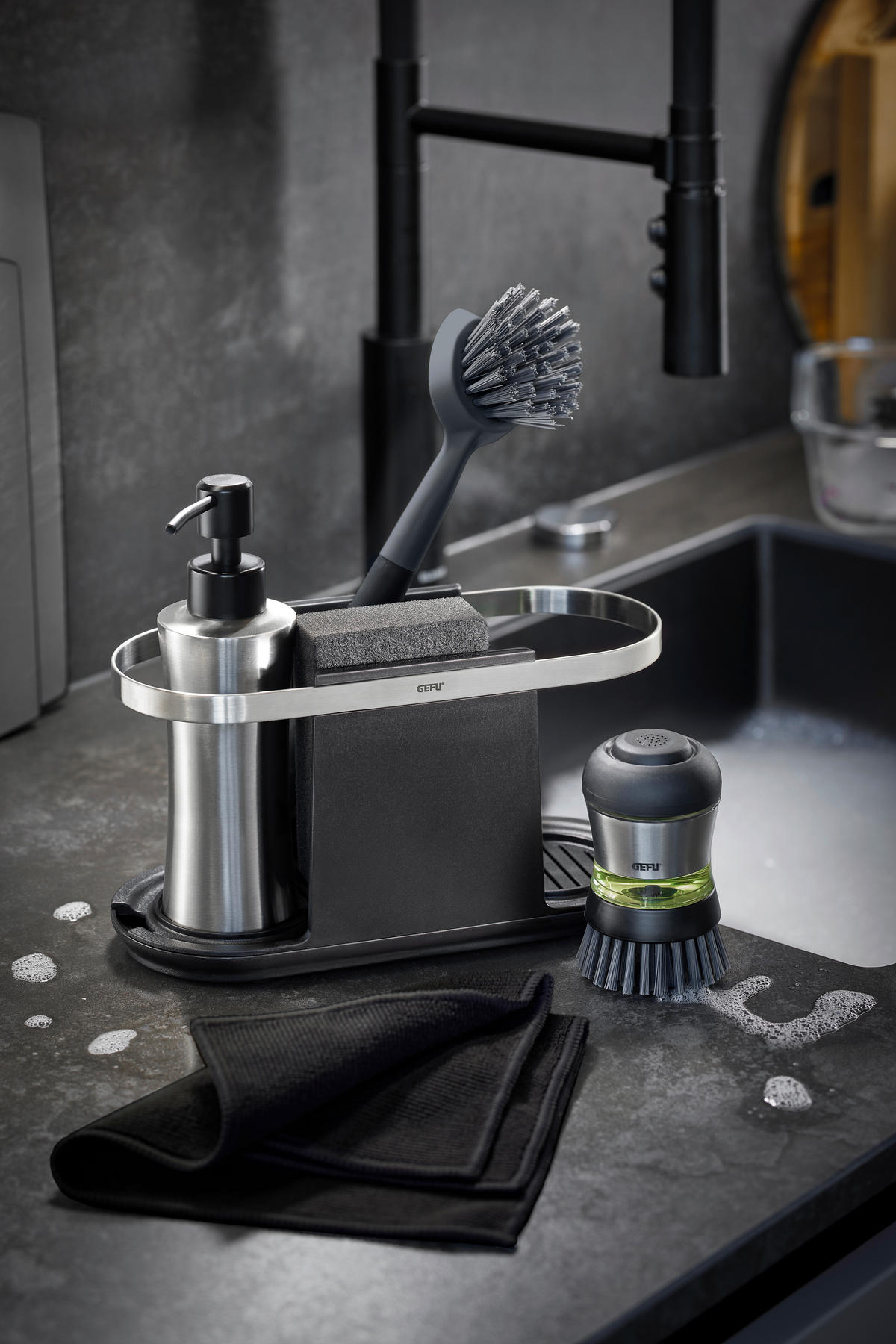 SPÜLORGANIZER   - Silberfarben/Schwarz, Design, Kunststoff/Metall (10/13/24cm) - Gefu