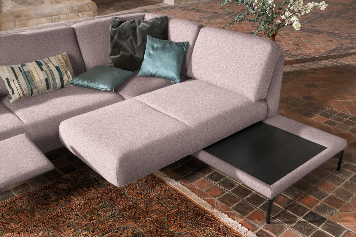 ECKSOFA in Flachgewebe, Struktur Rosa  - Anthrazit/Rosa, Design, Textil/Metall (254/230cm) - Johann Jakob