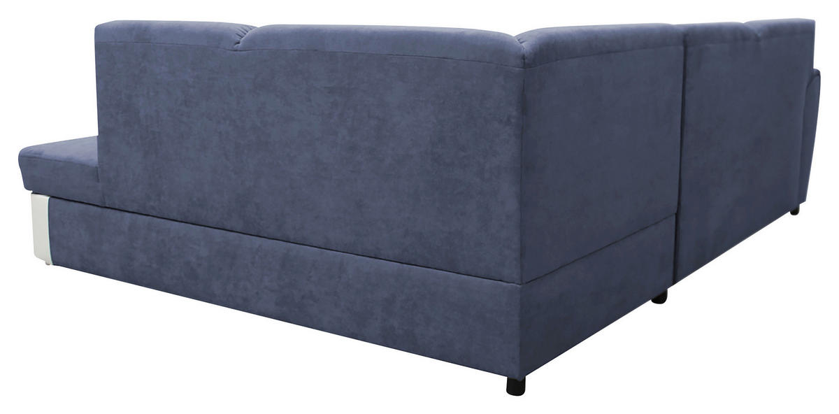 ECKSOFA Blau, Weiß Velours  - Blau/Silberfarben, Design, Kunststoff/Textil (255/196cm) - MID.YOU