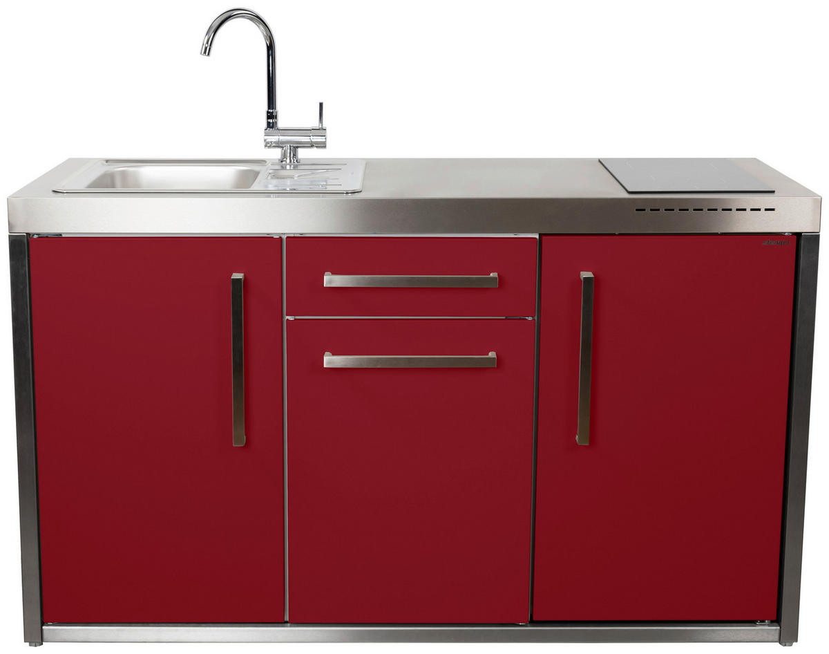 OUTDOORKÜCHE - Edelstahlfarben/Bordeaux, Basics, Metall (157/98/62cm)