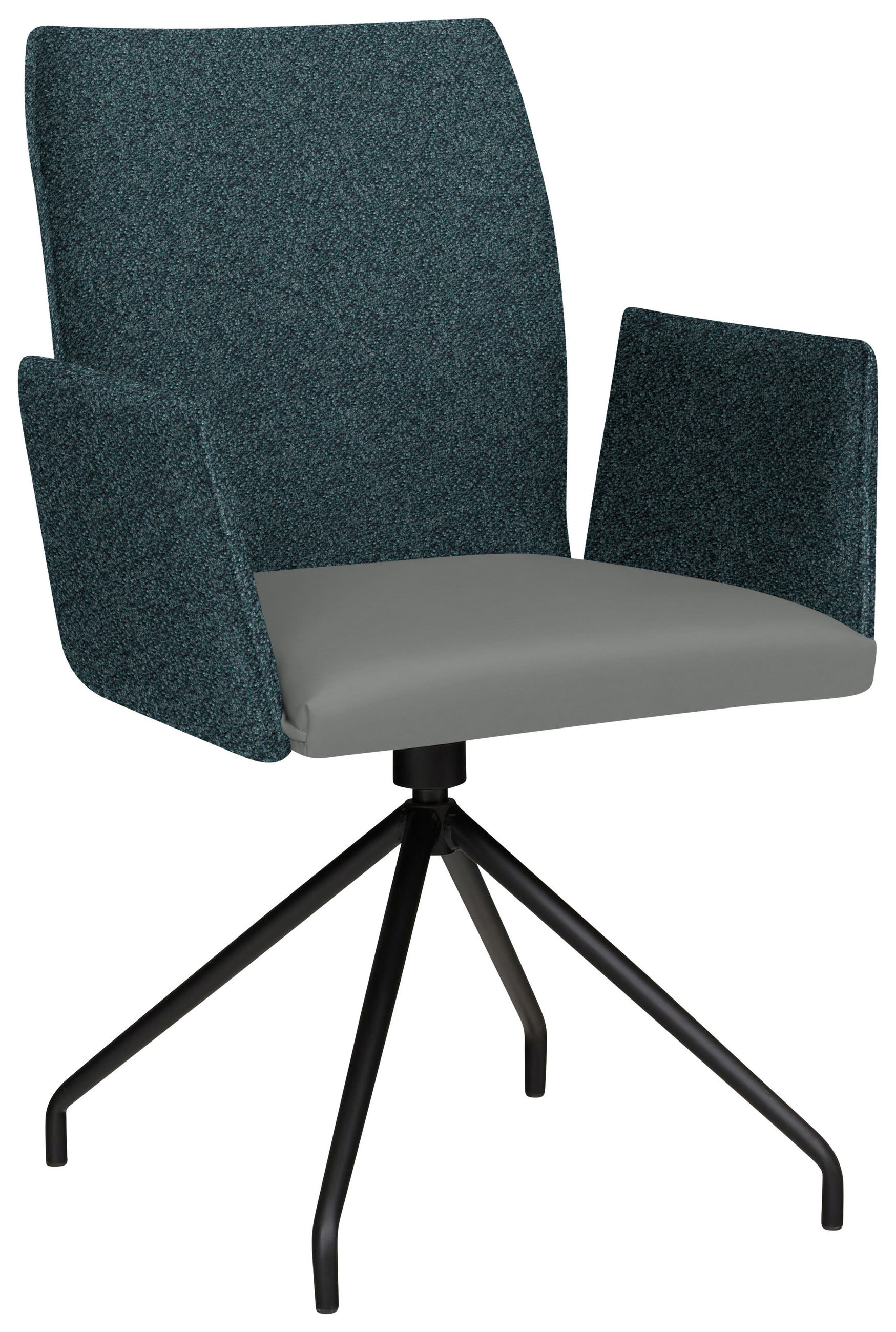 ARMLEHNSTUHL  in Stahl Mikrofaser  - Graublau/Schwarz, Design, Textil/Metall (60/91/60cm) - Moderano