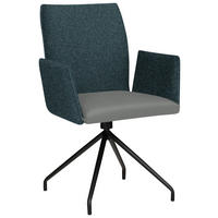ARMLEHNSTUHL  in Stahl Mikrofaser  - Graublau/Schwarz, Design, Textil/Metall (60/91/60cm) - Moderano
