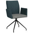 ARMLEHNSTUHL  , Stoffauswahl, Typenauswahl, Sitzfläche 360° drehbar  , Mikrofaser  ,  - Graublau/Schwarz, Design, Textil/Metall (60/91/60cm) - Moderano
