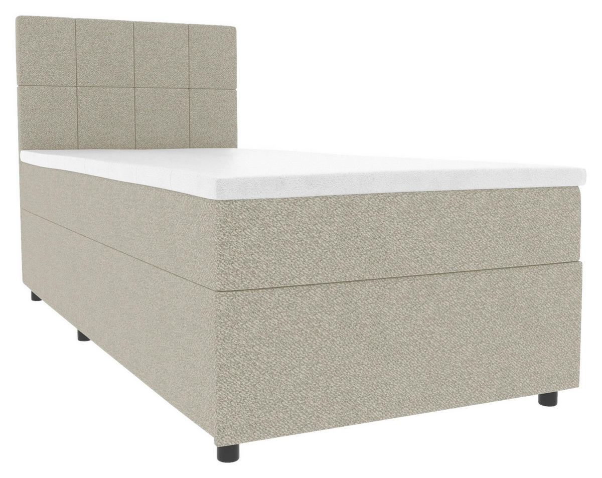 BOXBETT 90/200 cm,  in Hellgrau, Matratze, Topper, Bettschublade, H3 = fest  - Hellgrau/Schwarz, KONVENTIONELL, Kunststoff/Textil (90/200cm) - Boxxx