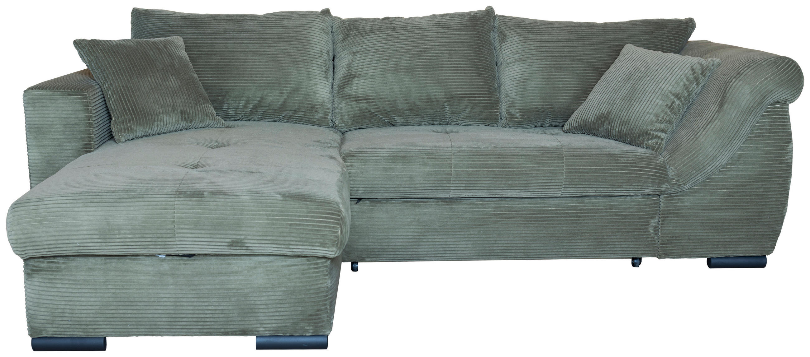 ECKSOFA Dunkelgrün Cord  - Dunkelgrün/Schwarz, KONVENTIONELL, Textil/Metall (168/258cm) - Carryhome