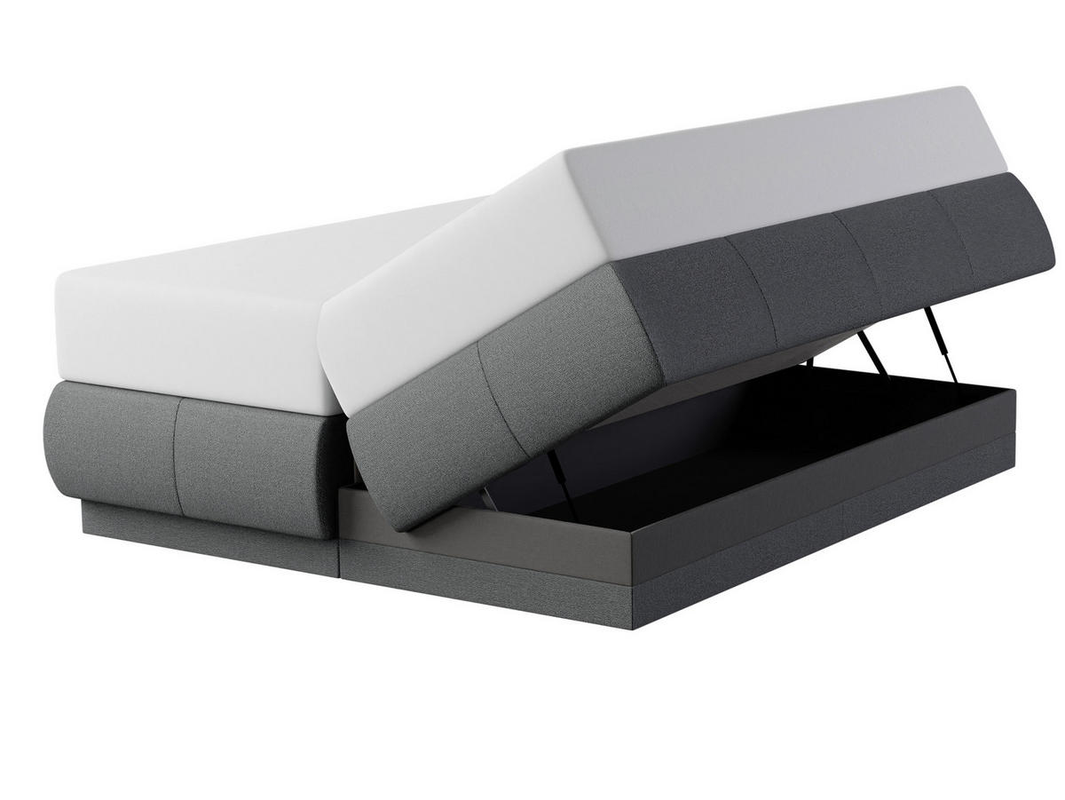 BOXSPRING KREVET 180/200 cm     crna  - crna/boje aluminija, Design, tekstil/metal (180/200cm) - Dieter Knoll