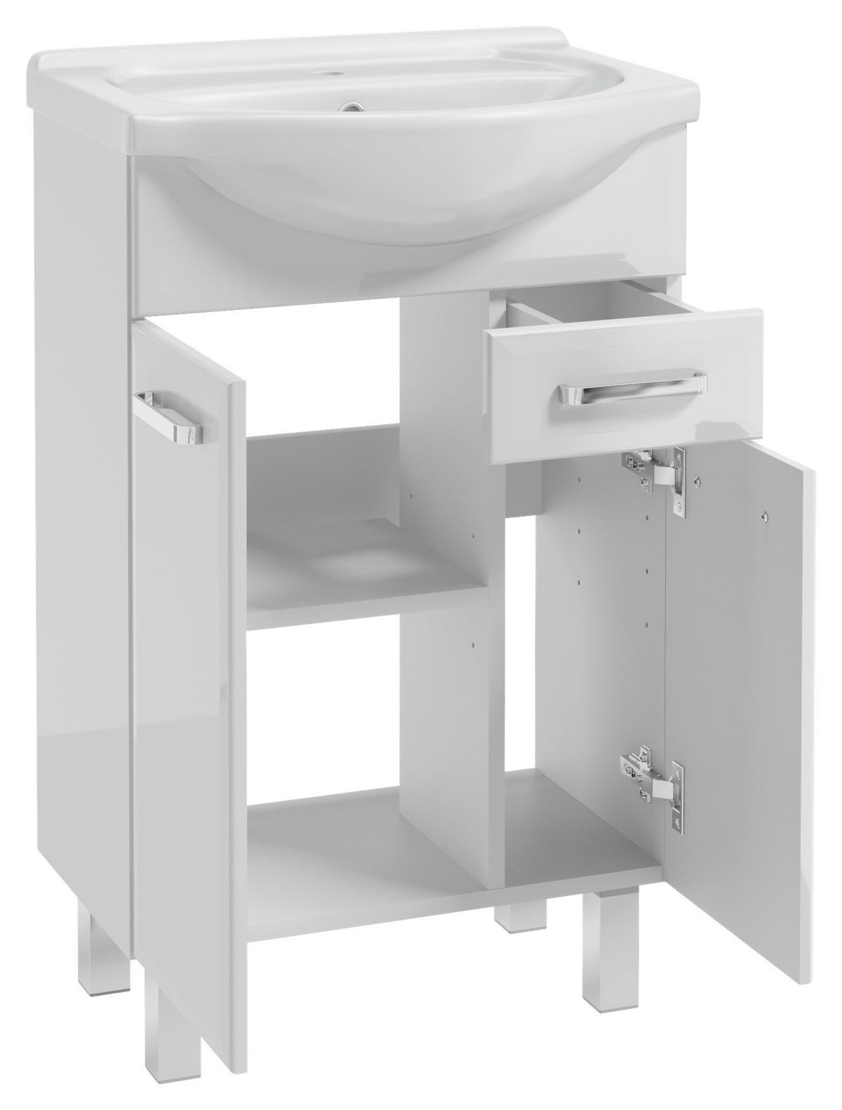 WASCHTISCHKOMBI 55 cm  - Chromfarben/Weiß, MODERN, Keramik/Holzwerkstoff (55cm) - MID.YOU