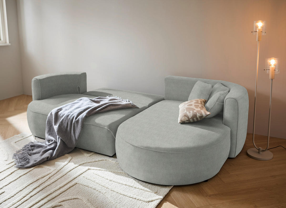 ECKSOFA in Webstoff Grau  - Schwarz/Grau, Modern, Kunststoff/Textil (284/183cm) - Welnova