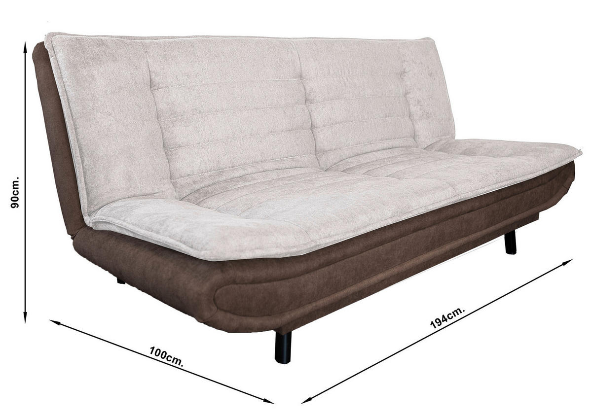 SCHLAFSOFA in Textil Taupe, Braun  - Taupe/Schwarz, Modern, Holz/Textil (194/90/100cm) - P & B