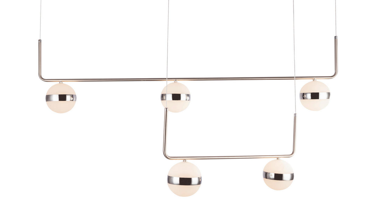 LED-HÄNGELEUCHTE 130/38/150 cm  - Weiß/Nickelfarben, Design, Kunststoff/Metall (130/38/150cm) - Globo
