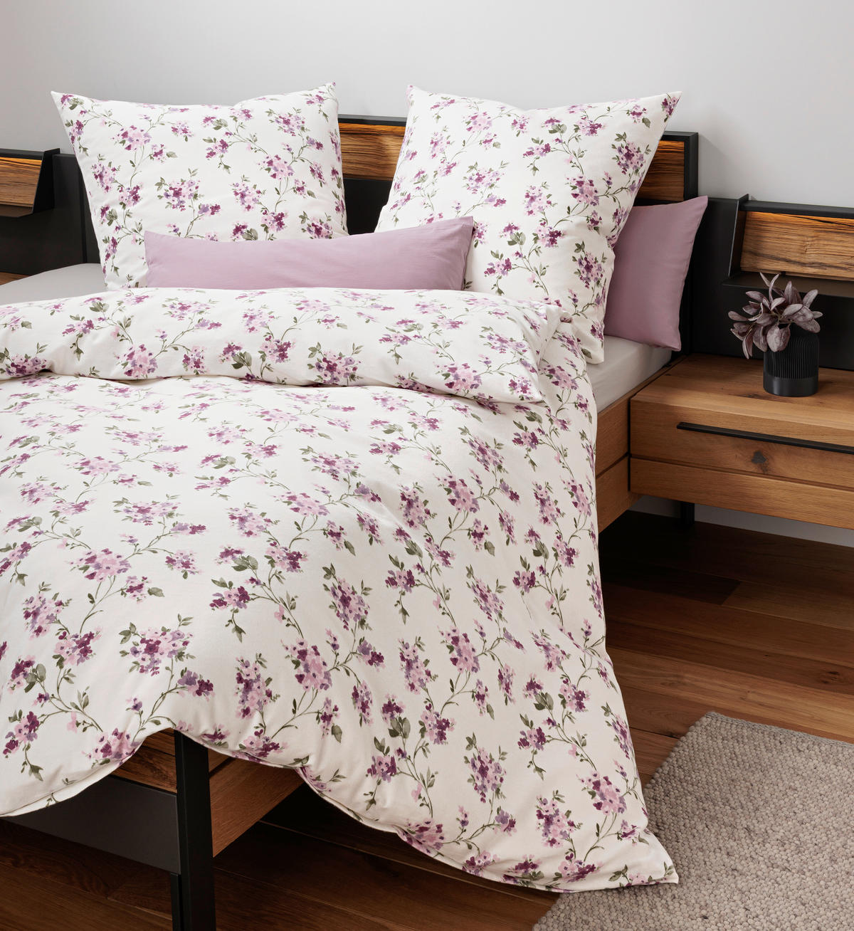 BETTWÄSCHE Biber 155/220 cm  - Beere, Design, Textil (155/220cm) - Janine