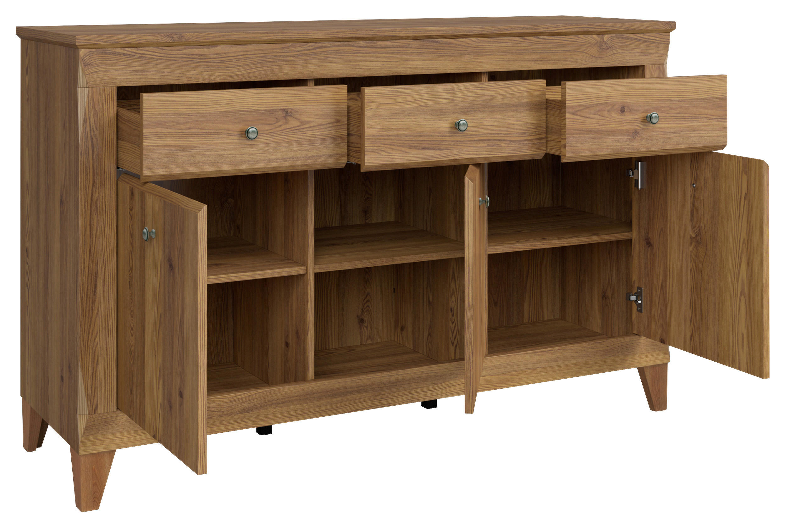 KOMMODE  in 156/98/47 cm  - Eichefarben/Silberfarben, Design, Holzwerkstoff/Kunststoff (156/98/47cm)