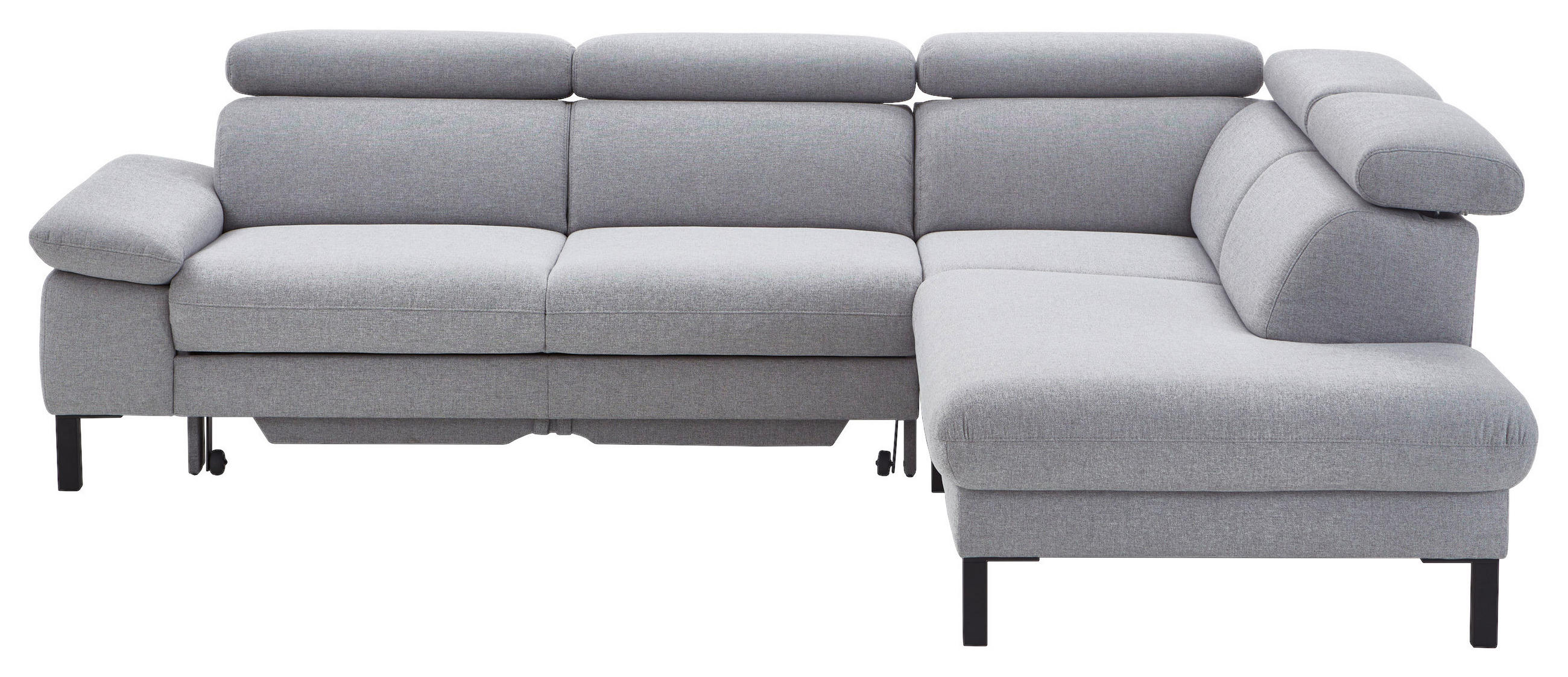 ECKSOFA in Flachgewebe Hellgrau  - Hellgrau/Schwarz, Design, Holzwerkstoff/Textil (272/217cm) - Pure Home Comfort