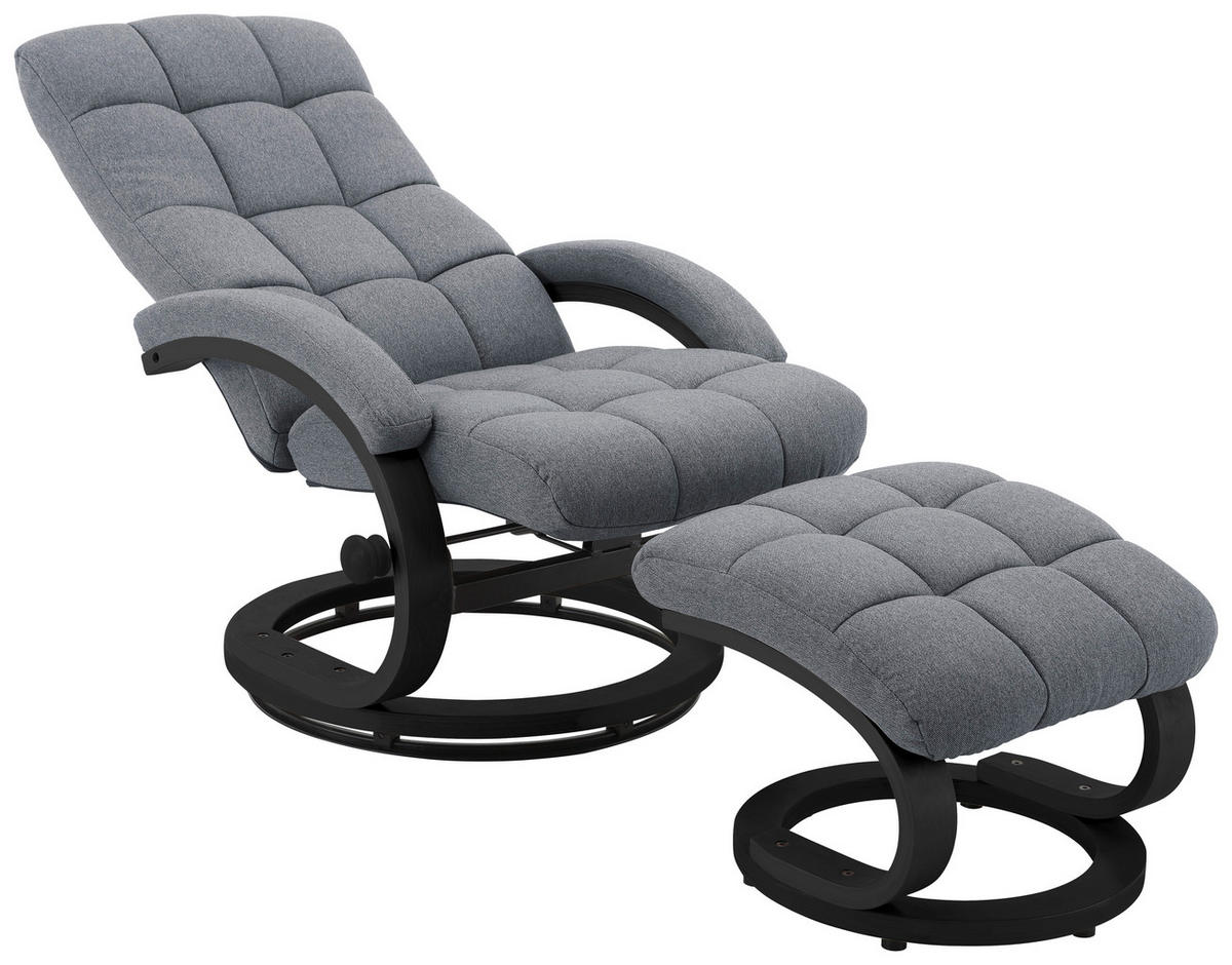 RELAXSESSELSET Linon Hocker    - Schwarz/Grau, MODERN, Holz/Textil (67/78/94cm) - MID.YOU