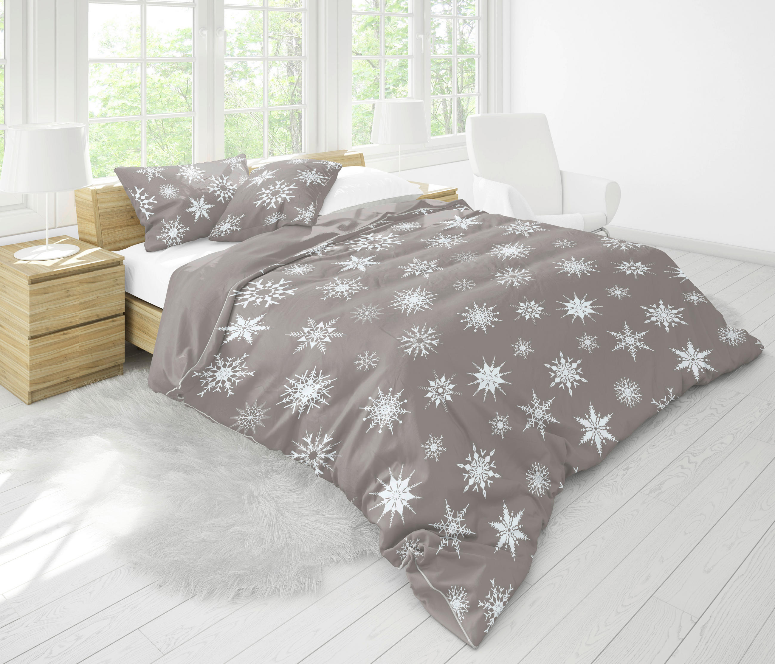 ÁGYNEMŰHUZAT-GARNITÚRA  - fehér/szürke, Basics, textil (140/200cm)