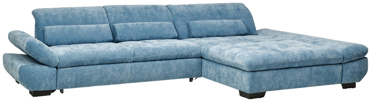 ROHOVÁ SEDACIA SÚPRAVA, textil, pastelová modrá - čierna/pastelová modrá, Design, kov/textil (341/204cm) - Xora