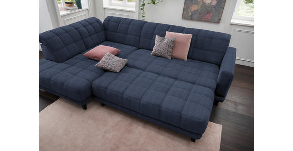 ECKSOFA in Webstoff Dunkelblau  - Schwarz/Dunkelblau, Design, Holz/Textil (216/302cm) - Xora