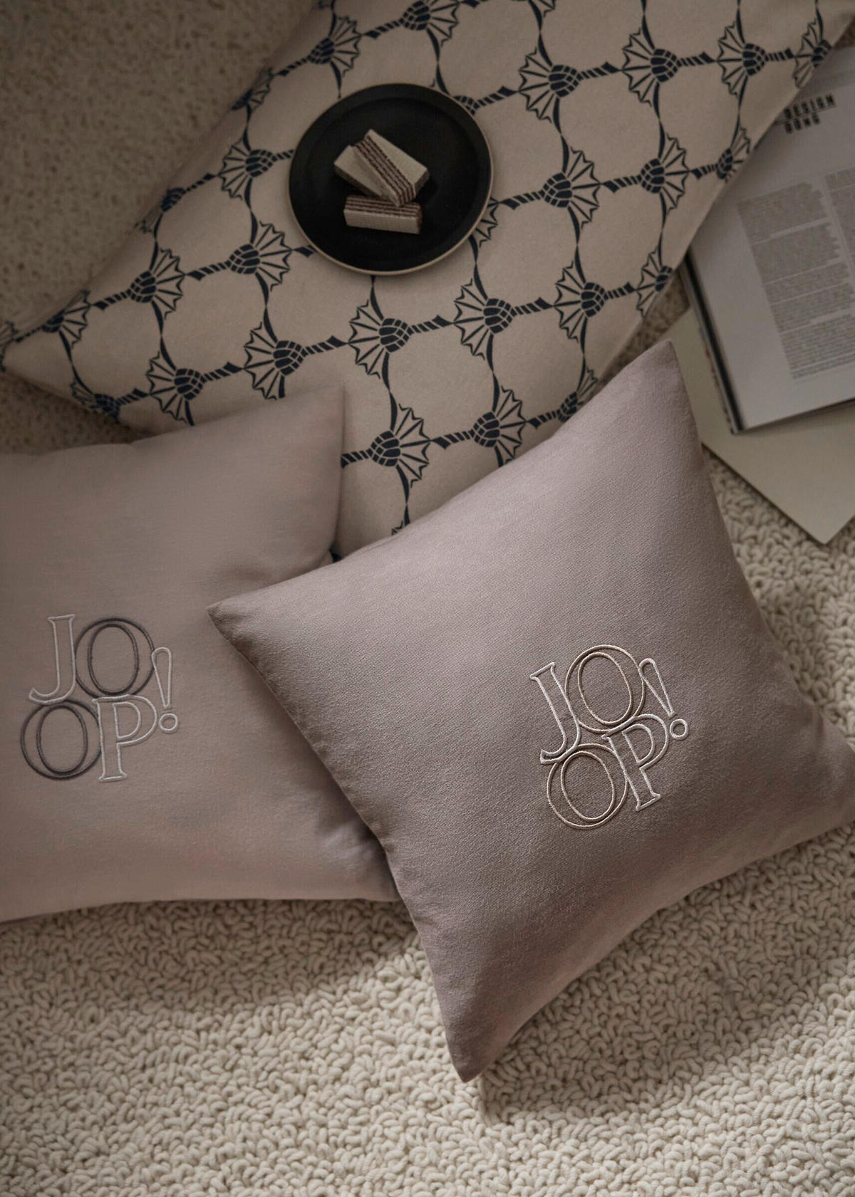 ZIERKISSEN Soft Label 35/35 cm  - Creme, Design, Textil (35/35cm) - Joop!