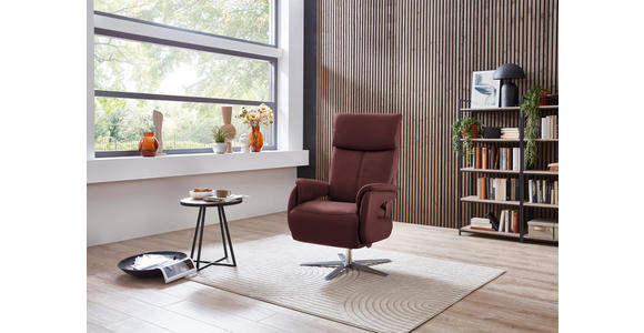 RELAXSESSEL in Leder Bordeaux - Edelstahlfarben/Bordeaux, Design, Leder/Metall (70/124/85cm) - Cantus