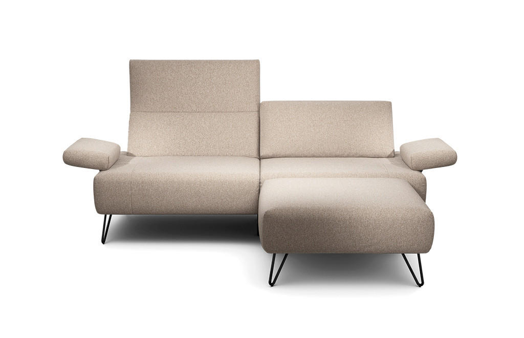 2,5-SITZER Chenille Sandfarben  - Sandfarben/Schwarz, Design, Textil/Metall (204-234/85/86-94cm) - SENSOO